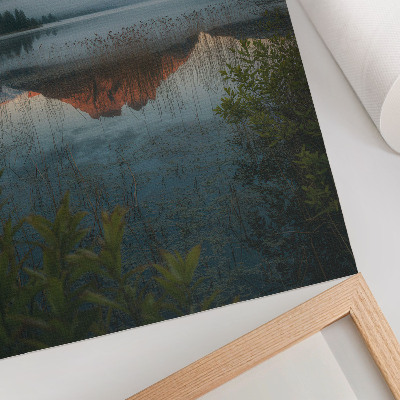 Premium wall art Mountain landscape reflected in the water fog