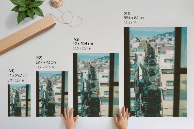 Decorative poster Modern urban landscape with mountains