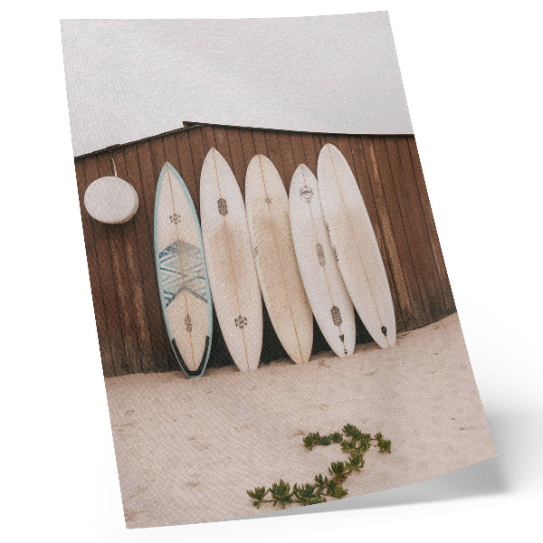 Poster Surfboards wooden wall delicate green