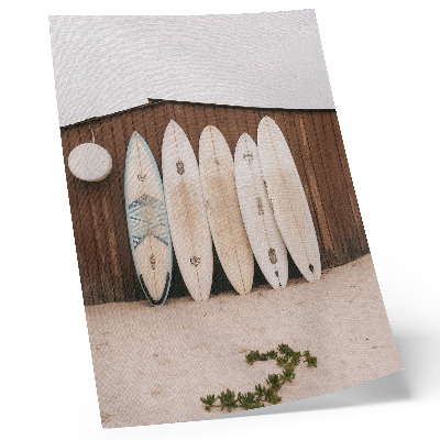 Poster Surfboards wooden wall delicate green