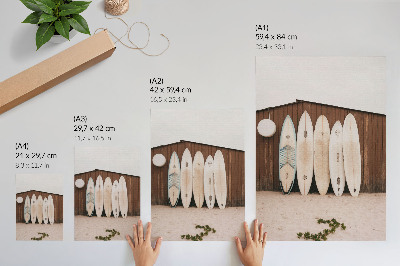Poster Surfboards wooden wall delicate green