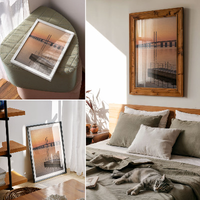 Decorative poster Sunset bridge minimalism warm shades