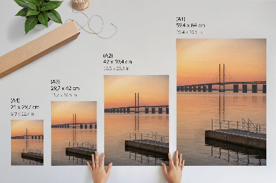 Decorative poster Sunset bridge minimalism warm shades