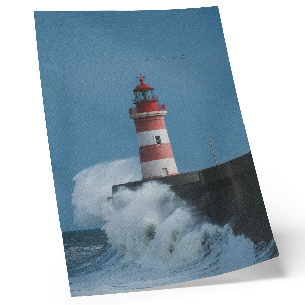 Poster Lighthouse, blue sky, sea waves