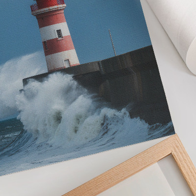 Poster Lighthouse, blue sky, sea waves