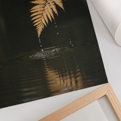 Art print Fern over the water, harmonious drops, reflection