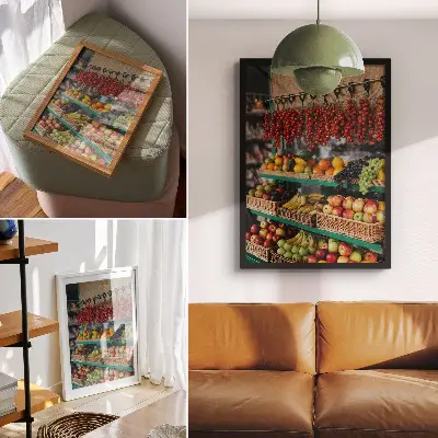 Decorative poster colorful fruits with traditional aromas and a natural atmosphere