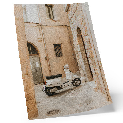 Art print A charming street with beige walls and a white scooter