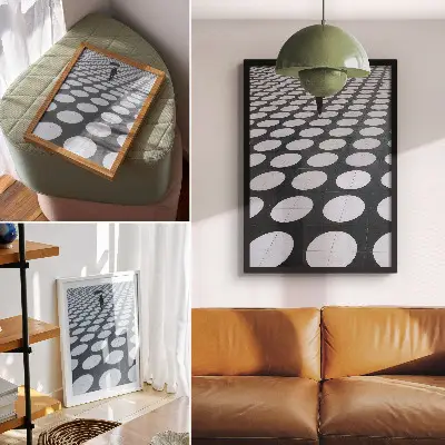 Geometric patterns decorative poster black and white contrast