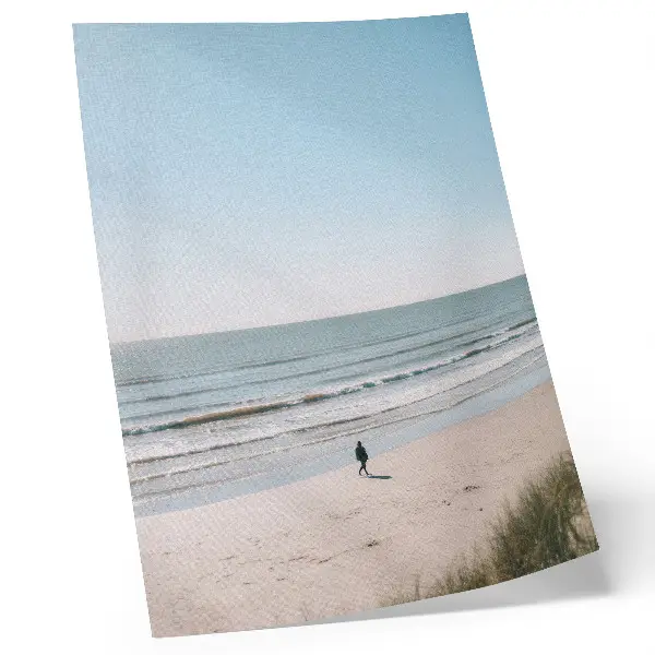 Poster minimalist beach with a calm sea and blue sky