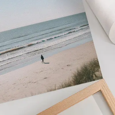Poster minimalist beach with a calm sea and blue sky