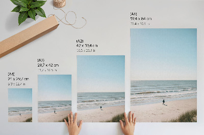 Poster Beach, calm sea, blue sky, minimalism, harmony