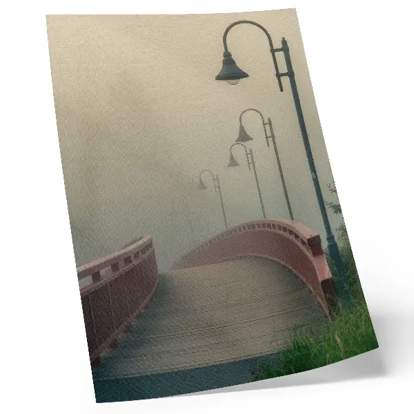 Decorative poster featuring fog and bridge lanterns for a harmonious and gentle atmosphere