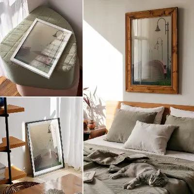 Decorative poster featuring fog and bridge lanterns for a harmonious and gentle atmosphere