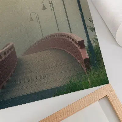 Decorative poster featuring fog and bridge lanterns for a harmonious and gentle atmosphere