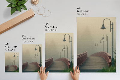 Decorative poster Fog bridge lanterns harmony gentleness