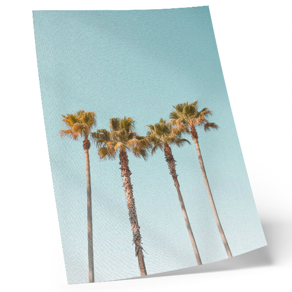 Poster Palm trees on a blue background, holiday peace and nature