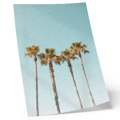 Poster Palm trees on a blue background, holiday peace and nature