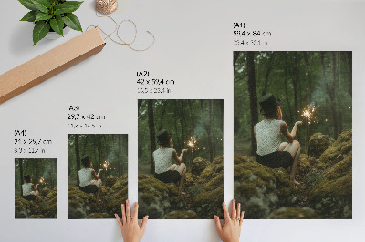 Art print Mysterious forest scenery with an aura of adventure