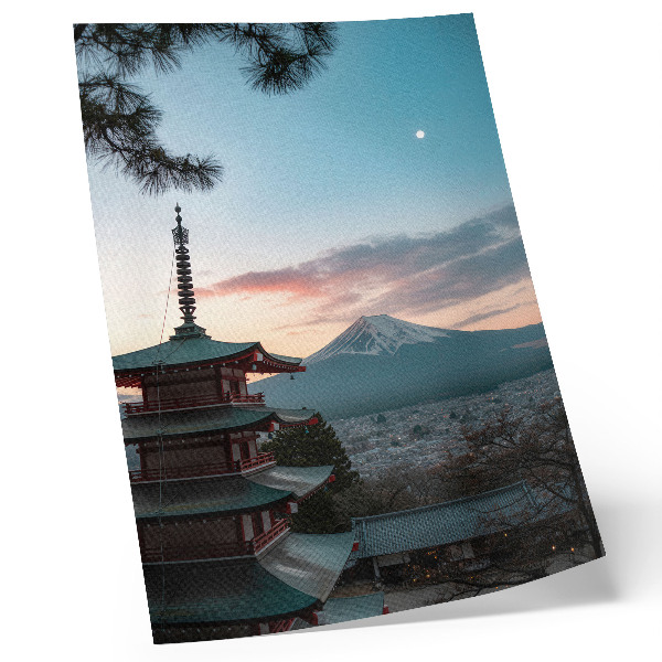 Decorative poster Pagoda in the background mountain shades of sky harmony