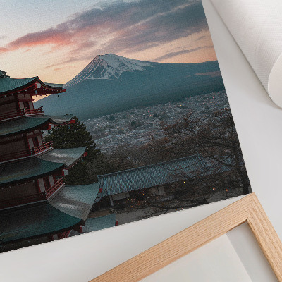 Decorative poster Pagoda in the background mountain shades of sky harmony