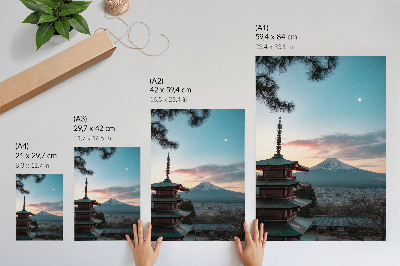 Decorative poster Pagoda in the background mountain shades of sky harmony