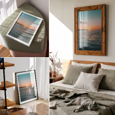 Art print sunset over the water harmonious landscape