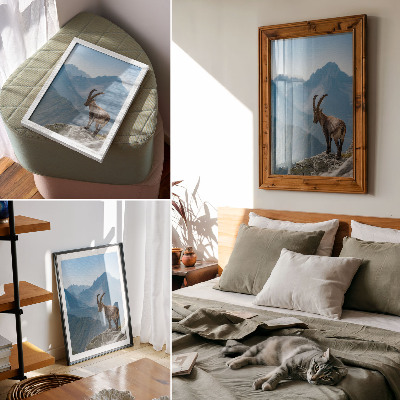 Poster Capricorn against the backdrop of mountains, peaceful harmony of nature
