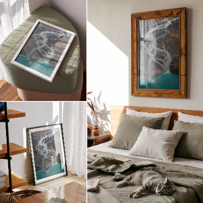 Art print Abstract river lines in shades of blue