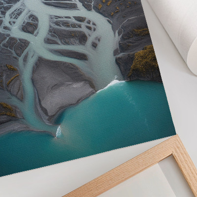 Art print Abstract river lines in shades of blue