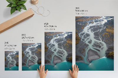 Art print Abstract river lines in shades of blue