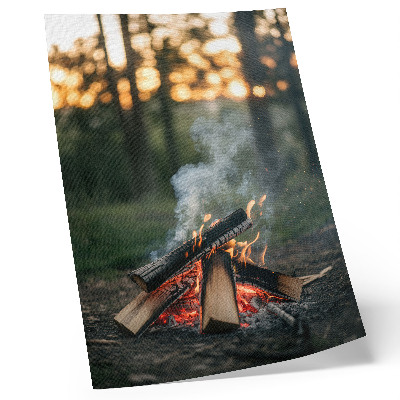 Decorative poster A bonfire against the backdrop of forest and smoke
