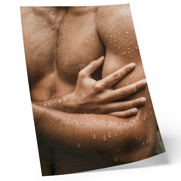Poster Skin details, water drops, muscular silhouette