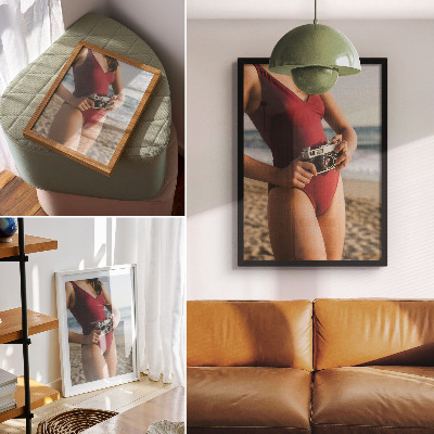 Premium wall art Beach vibe burgundy suit camera photography