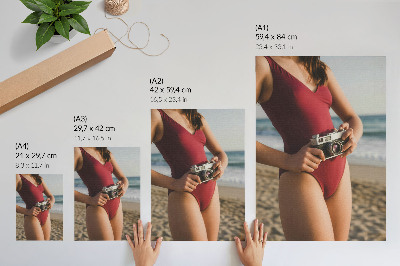 Premium wall art Beach vibe burgundy suit camera photography