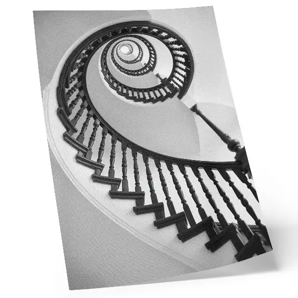 Poster spiral staircase with black and white elegance