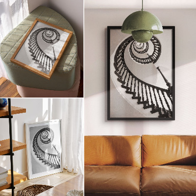 Poster Spiral staircase black and white elegance modernity