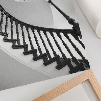 Poster spiral staircase with black and white elegance