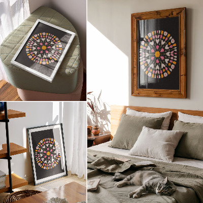 Premium wall art Flowers mandala dark background abstract style