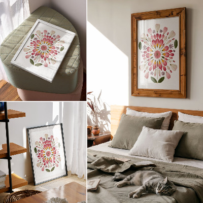 Decorative poster Floral mandala symmetry pink cream green