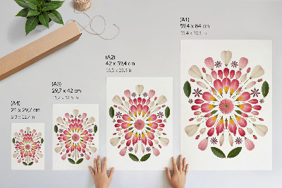 Decorative poster Floral mandala symmetry pink cream green