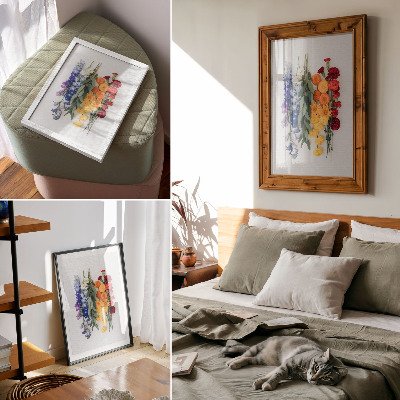 Poster Flowers in a vertical line, vivid colors, harmony, nature