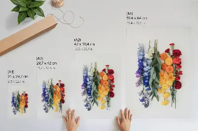 Poster flowers in a vertical line with vivid colors and natural harmony