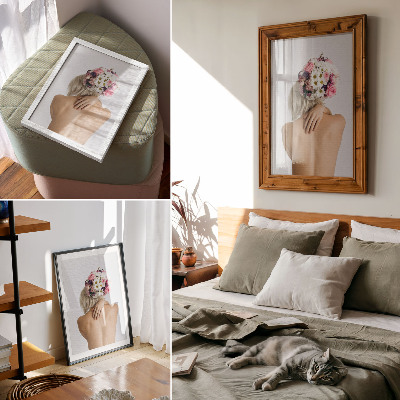 Premium wall art A floral arrangement on a woman's hair