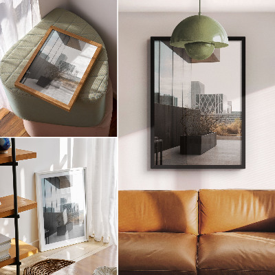 Decorative poster Modern buildings and dry branches