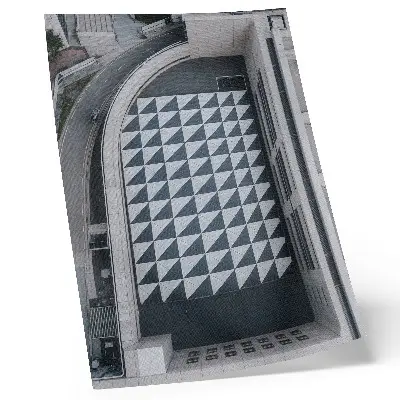 Art print with elegant geometric patterns and futuristic architecture