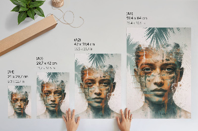 Art print Portrait of a woman with tropical motifs