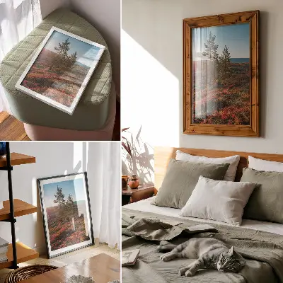 Decorative poster majestic trees in warm colors creating a peaceful atmosphere