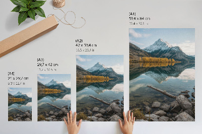 Art print Mountains, lake, trees, reflection, peace, nature