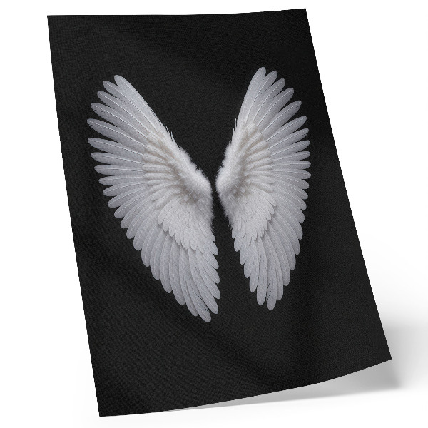 Decorative poster Symmetrical white wings on a black background
